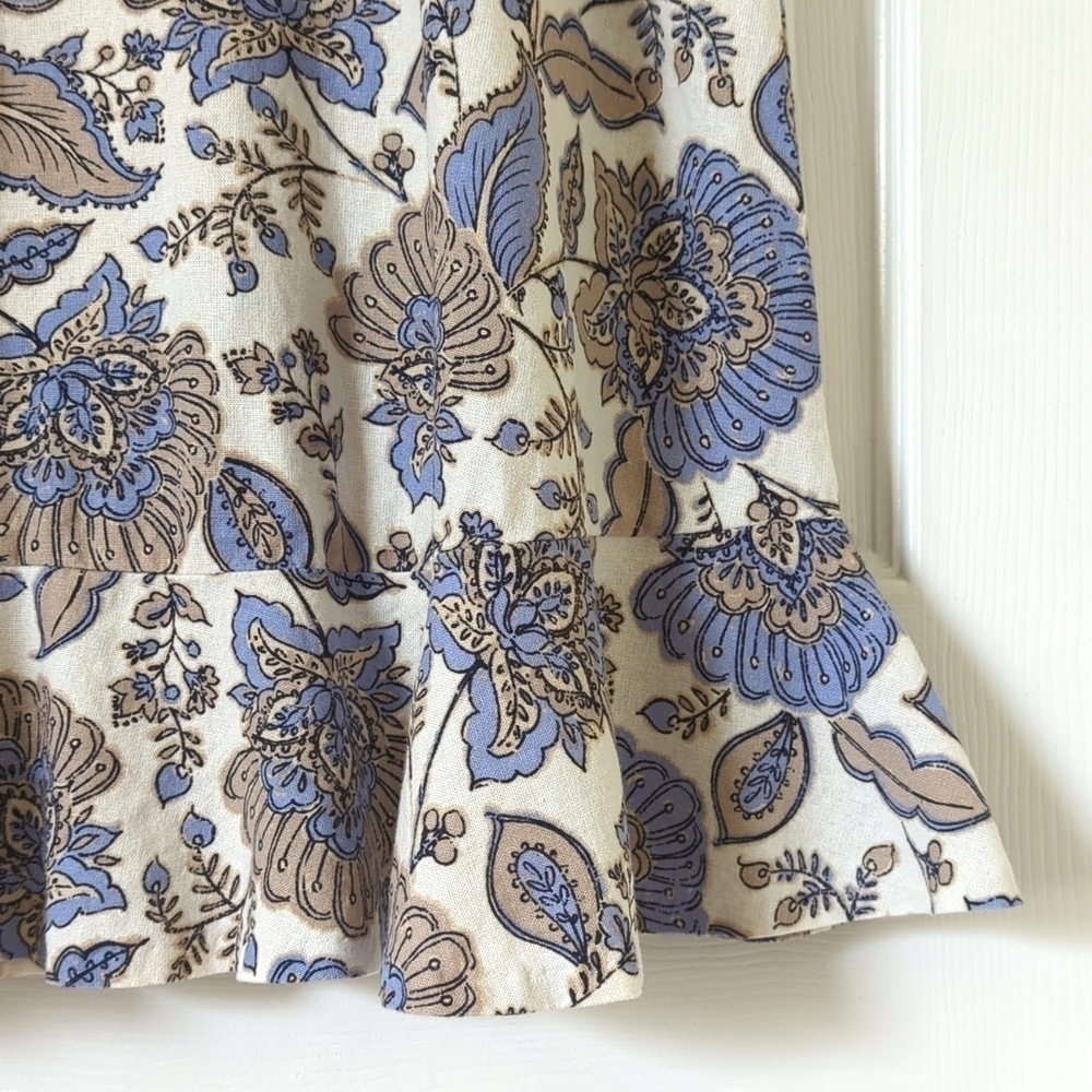 Tommy Hilfiger Provincial Paisley Linen Blend Sleeveless Flounce Hem Mini Dress - Picture 8 of 12